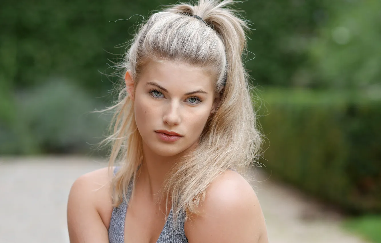 Photo wallpaper model, women, blonde, looking, portrait, gray eyes