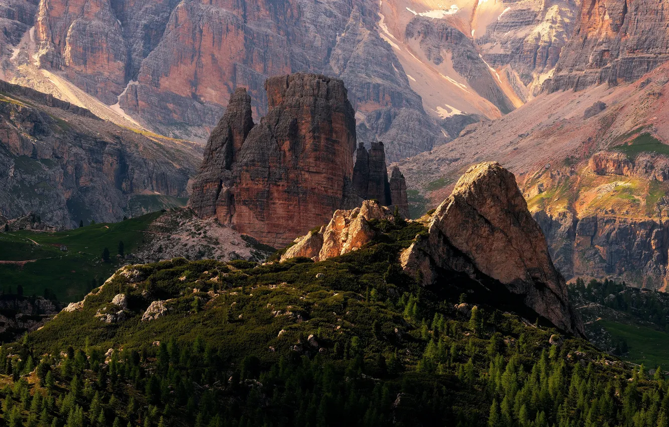 Photo wallpaper mountains, stones, rocks, height, Italy, The Dolomites