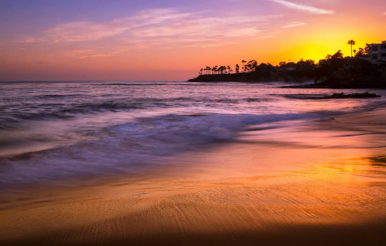 Photo wallpaper sunset, Laguna Beach, Heisler Park
