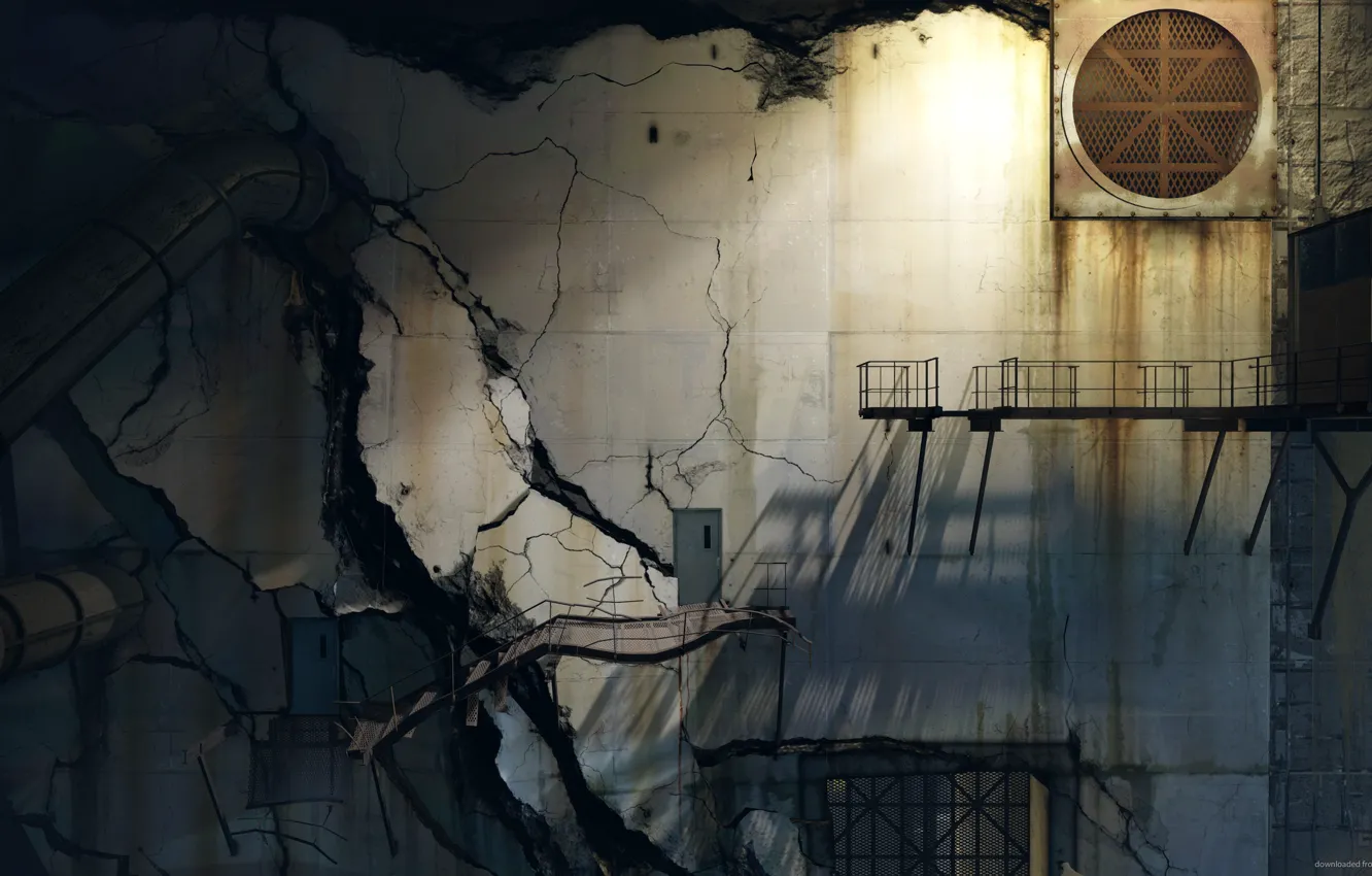 Photo wallpaper building, ladder, ruined building