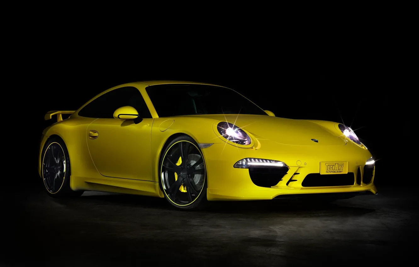 Photo wallpaper 911, Porsche, Yellow, Tuning, Techart