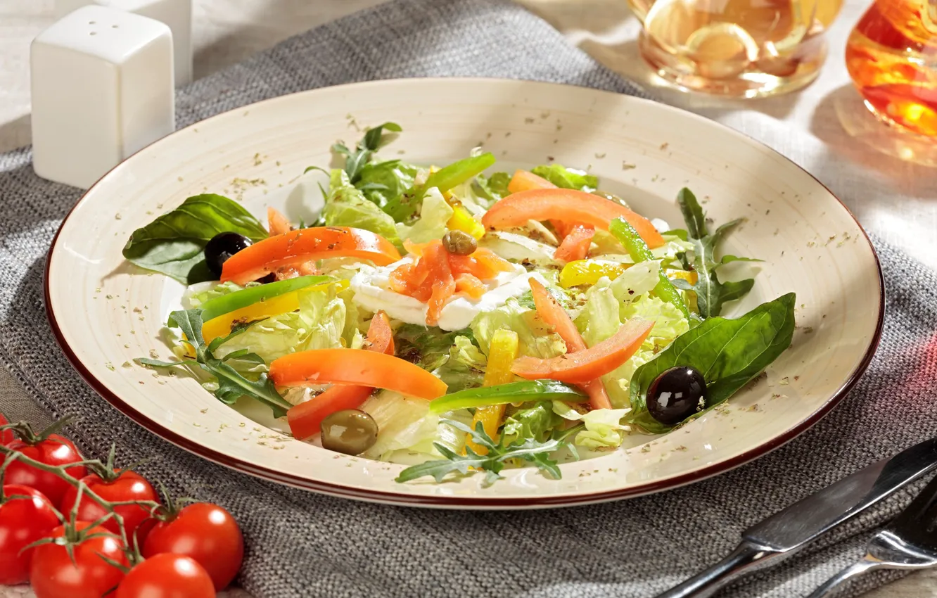 Photo wallpaper vegetables, tomatoes, salad