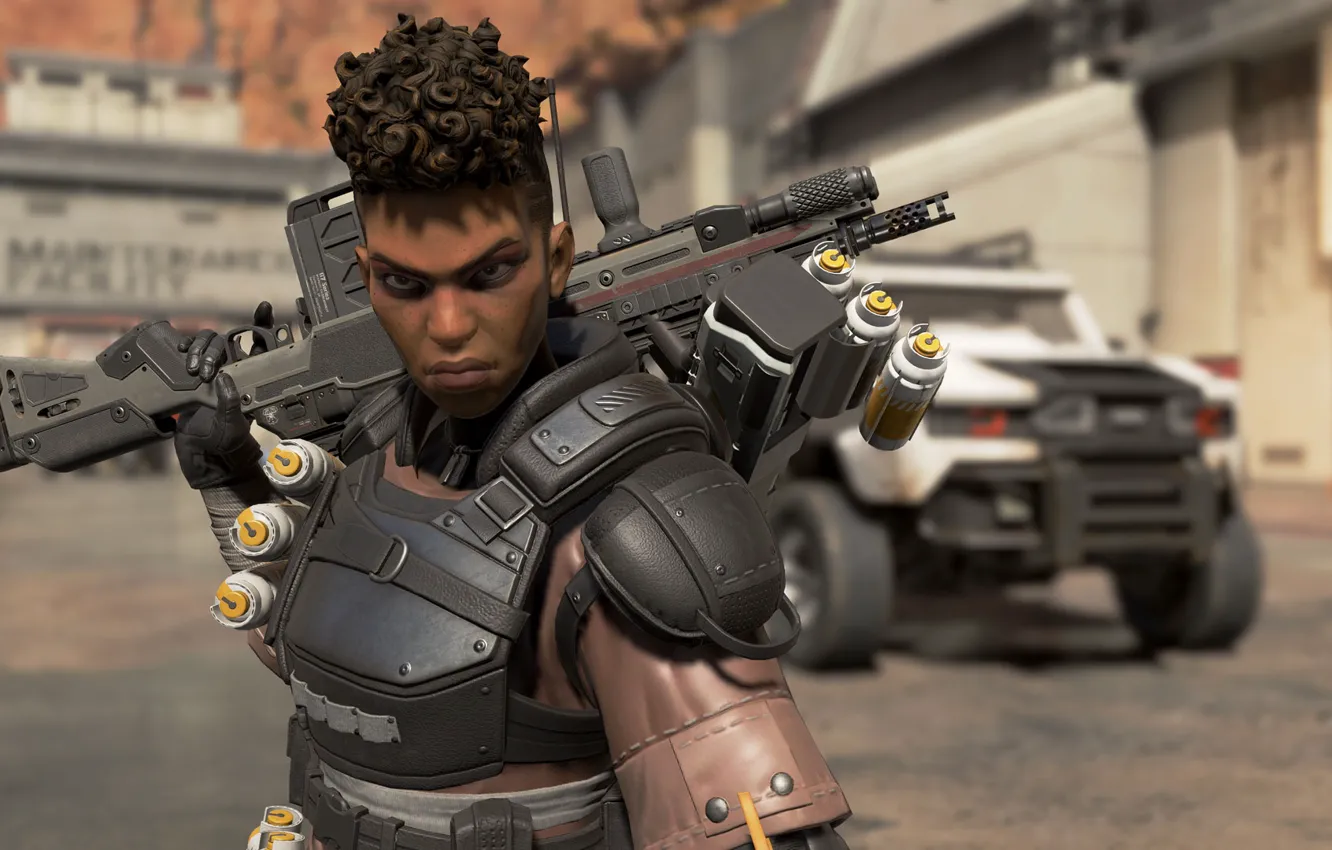 Photo wallpaper girl, weapons, armor, Apex Legends