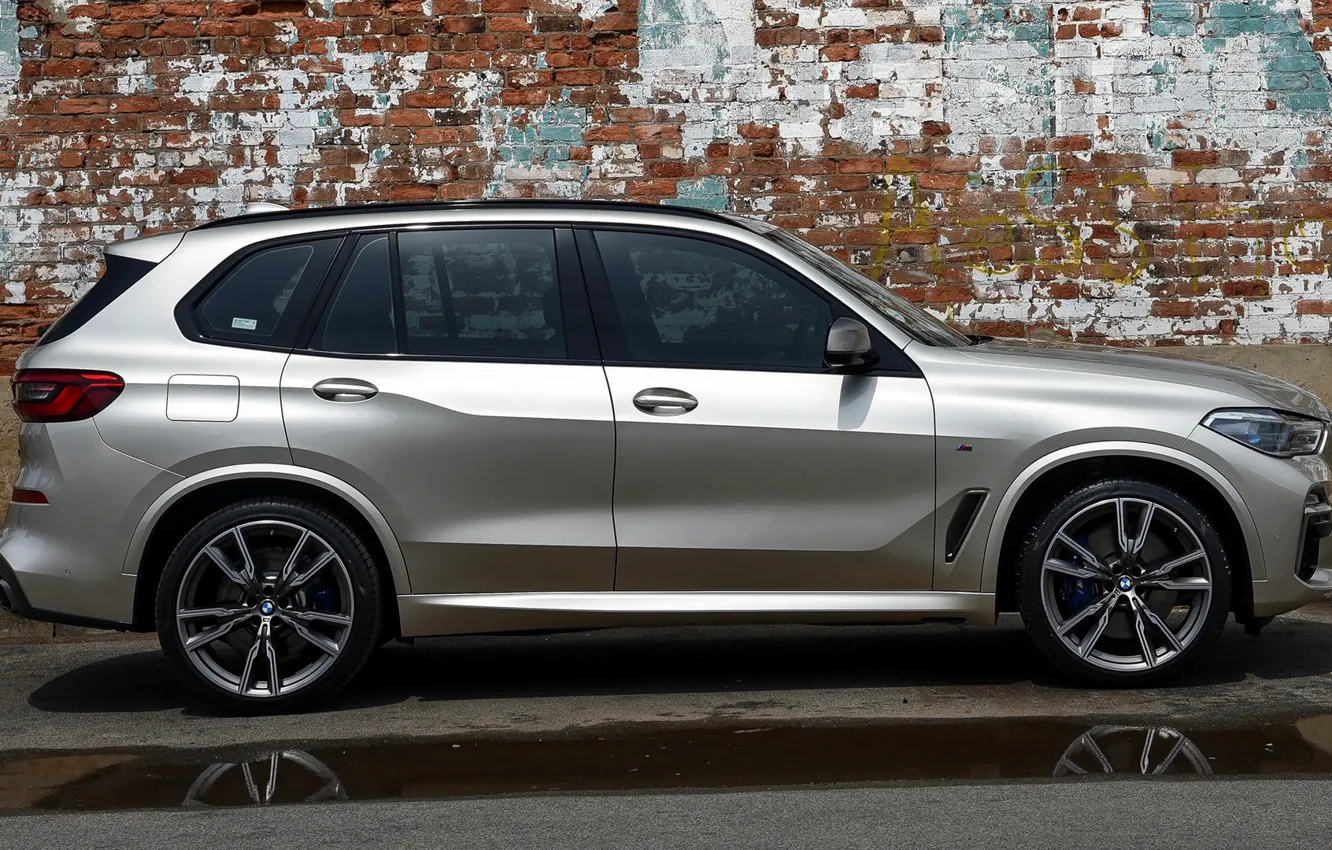 Photo wallpaper car, grey, BMW, BMW, drives, side, wheel, X5M