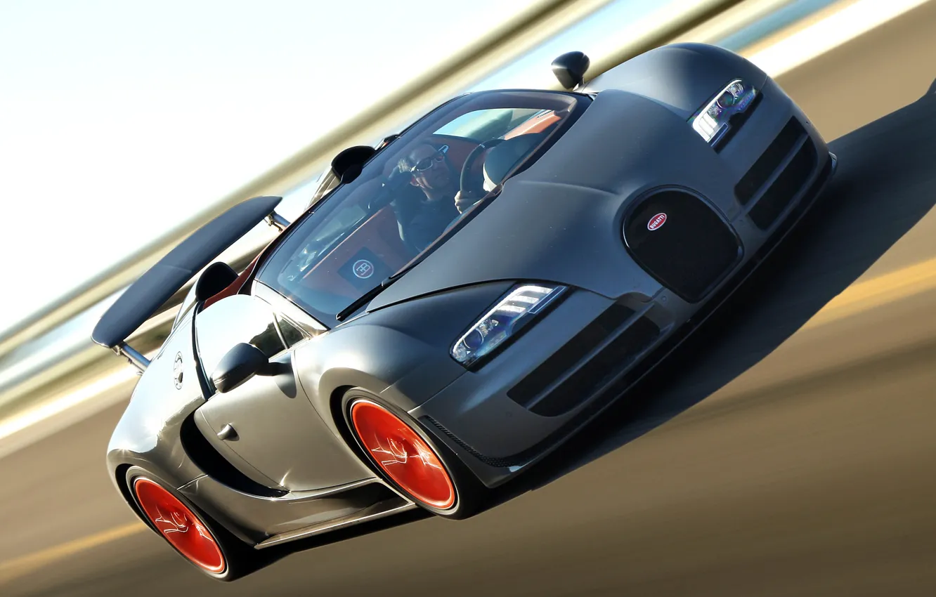 Photo wallpaper Roadster, speed, track, car, Bugatti Veyron, hypercar, Grand Sport, Vitesse