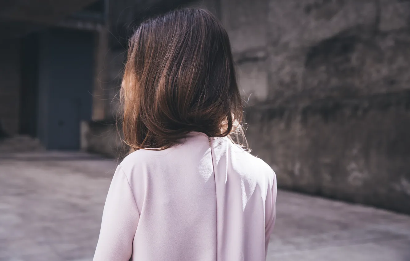 Photo wallpaper girl, clothing, back, brown hair