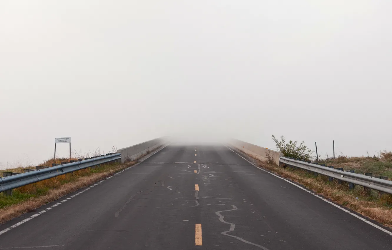 Photo wallpaper road, landscape, fog