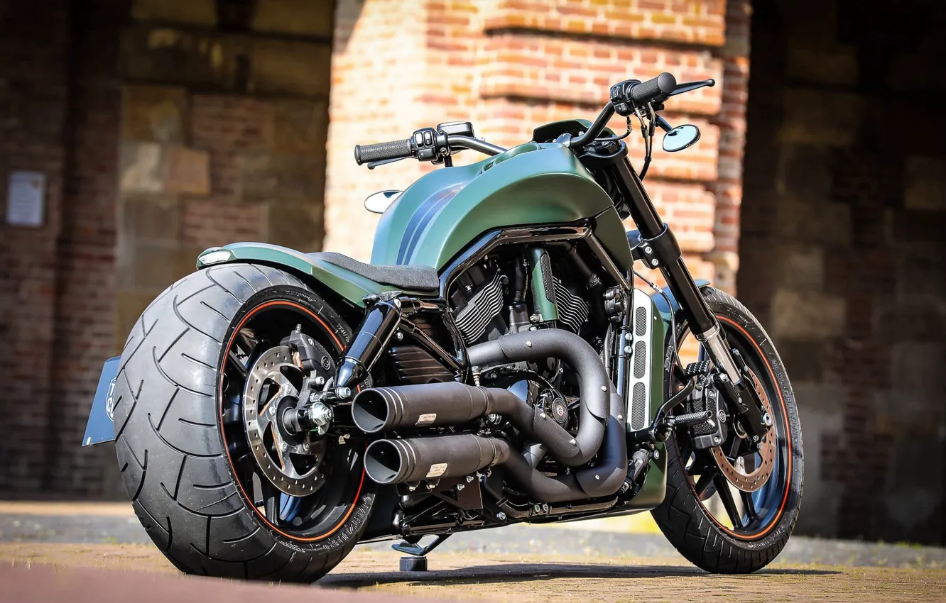Photo wallpaper Harley-Davidson, Custom, Thunderbike, VRSC, Green Poison