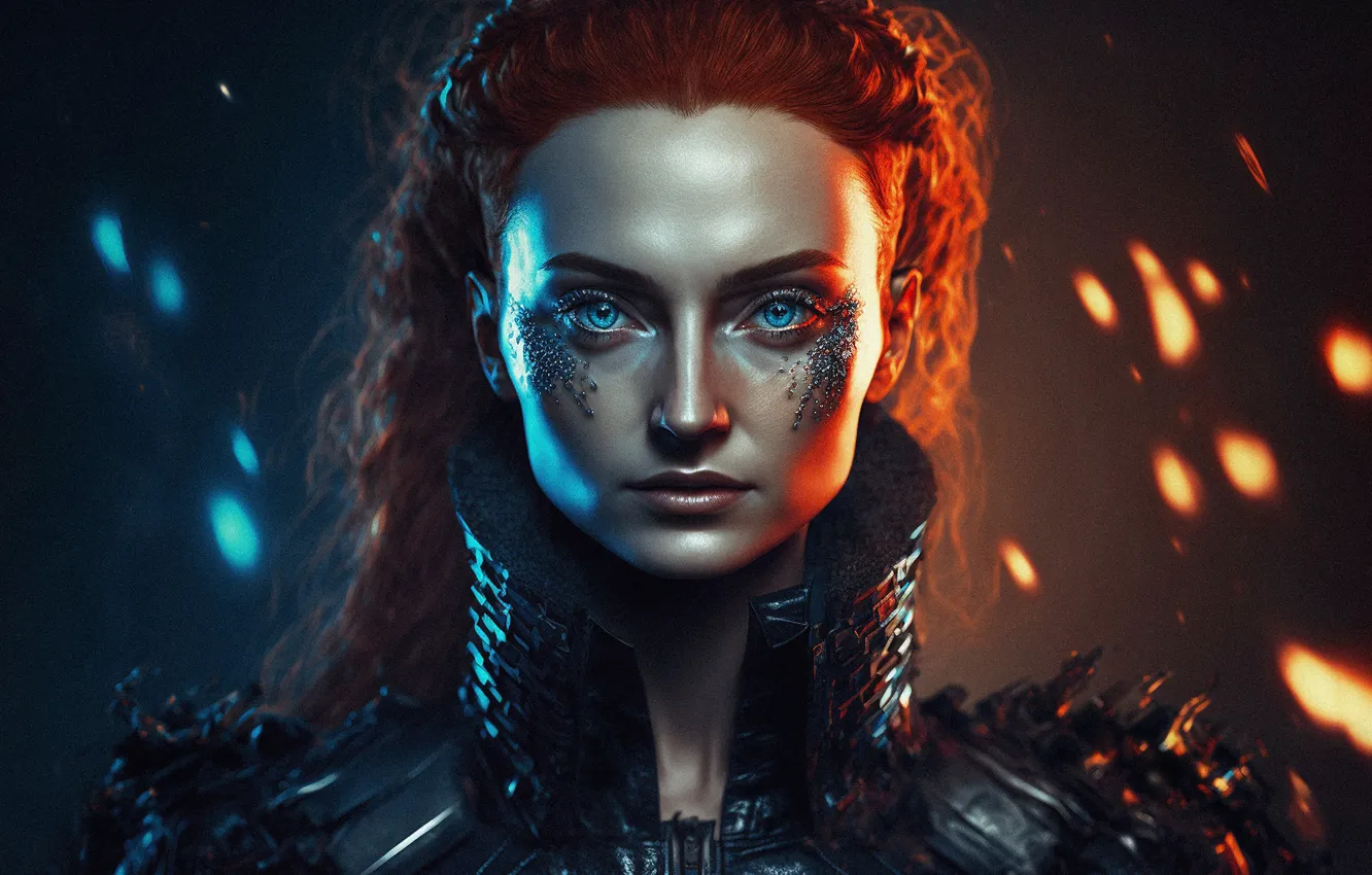 Photo wallpaper cyberpunk, Game of Thrones, Game of thrones, Sansa Stark, Sansa Stark, Roman Yakovenko, neural network