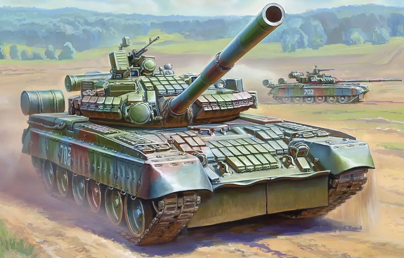 Photo wallpaper tank, gun, combat, installation, Russian, main, has, 125 mm