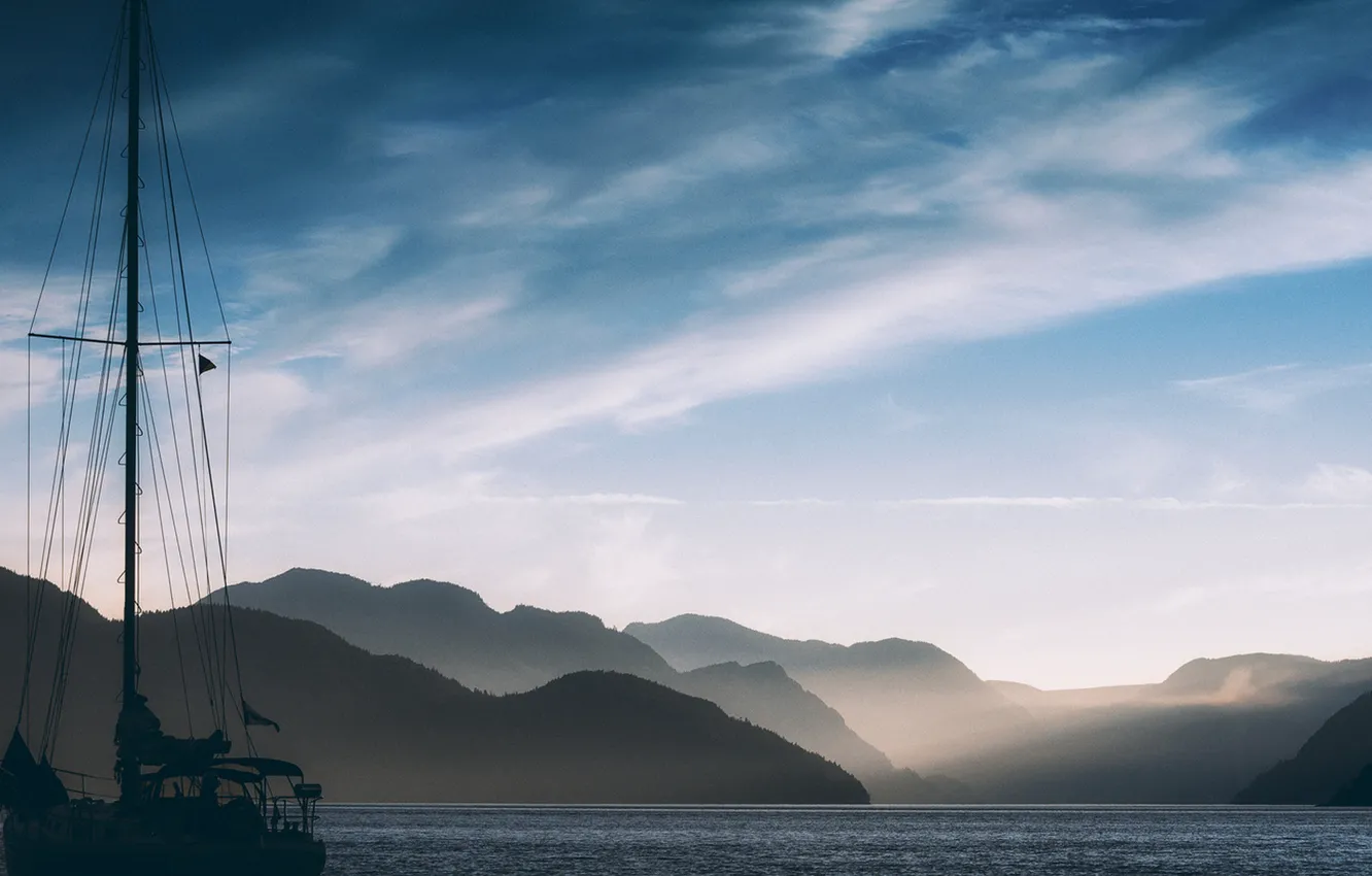 Photo wallpaper water, bay, sail