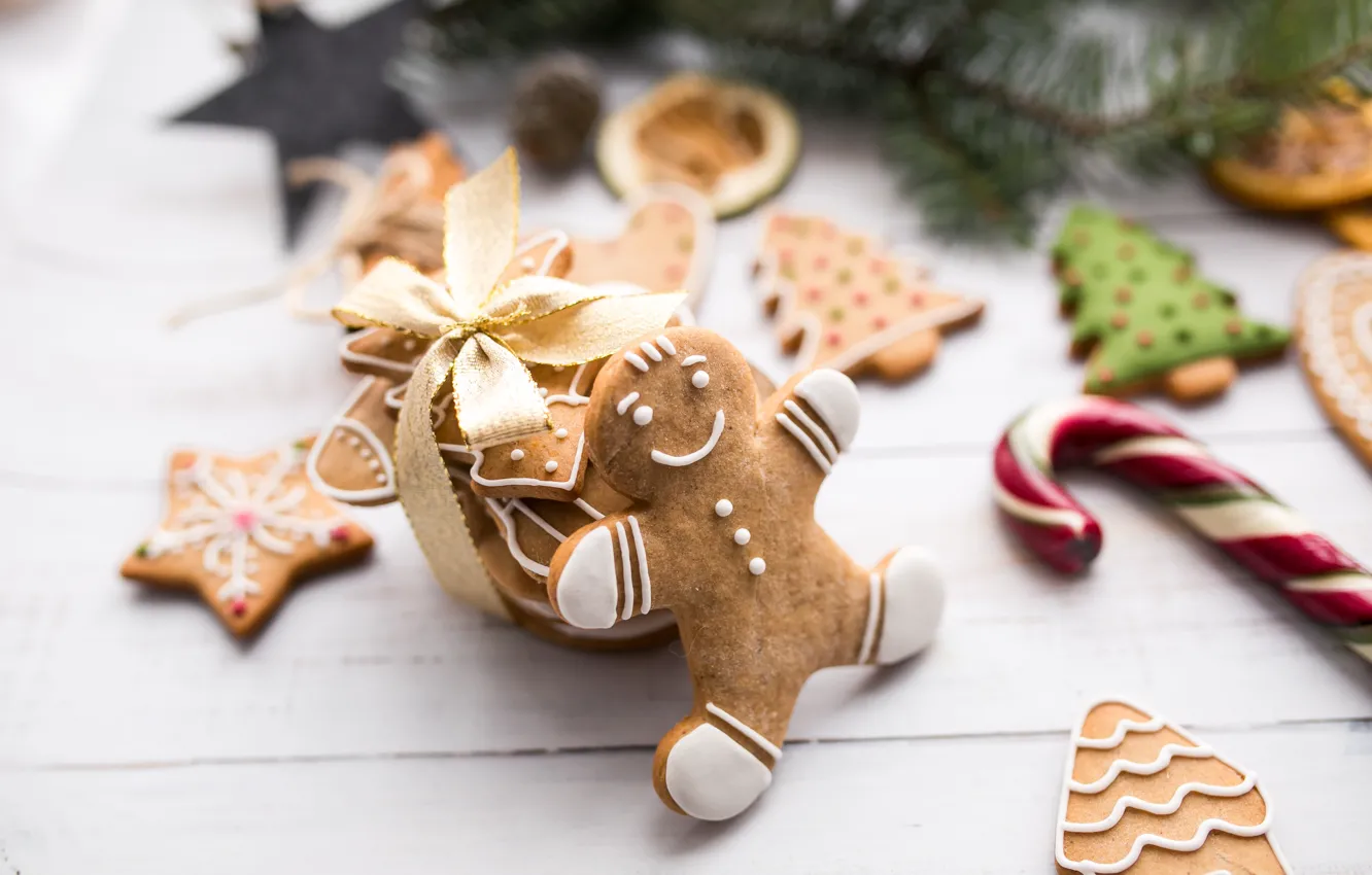 Photo wallpaper decoration, new year, cookies, Christmas, Christmas, wood, New Year, cookies