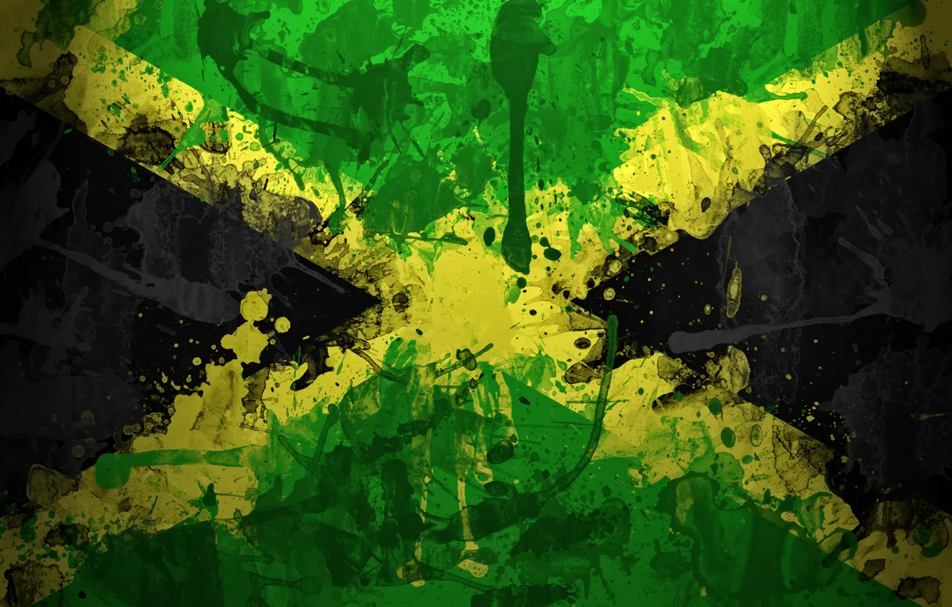 Photo wallpaper paint, flag, Jamaica