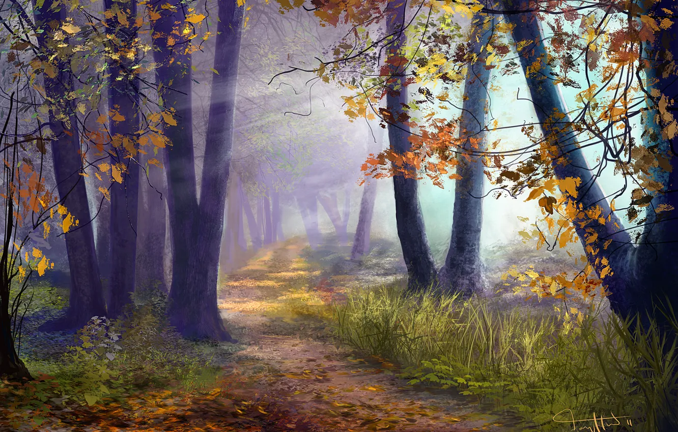 Photo wallpaper autumn, forest, art, autumn