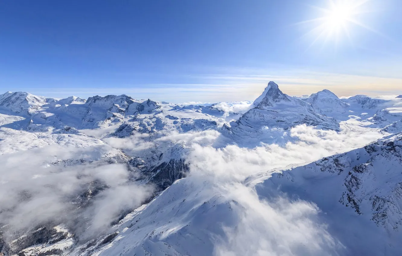 Photo wallpaper snow, mountains, Switzerland, Alps