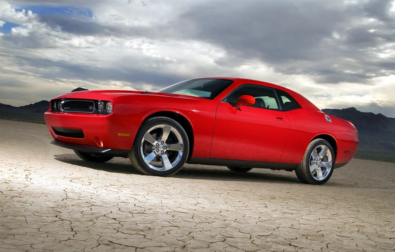 Photo wallpaper red, Dodge, Challenger, car