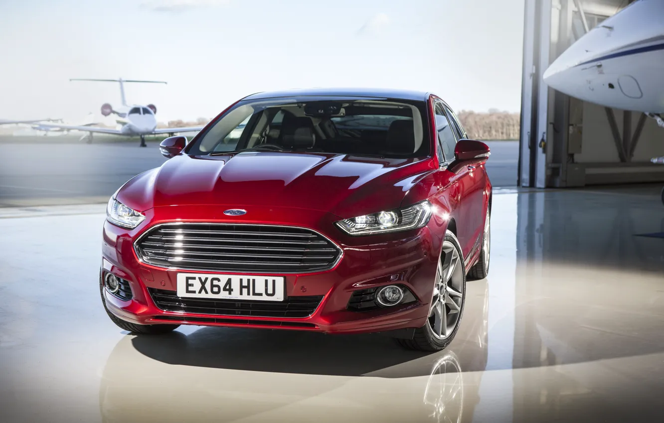 Photo wallpaper photo, Ford, Car, Burgundy, Front, Mondeo, 2015, Metallic