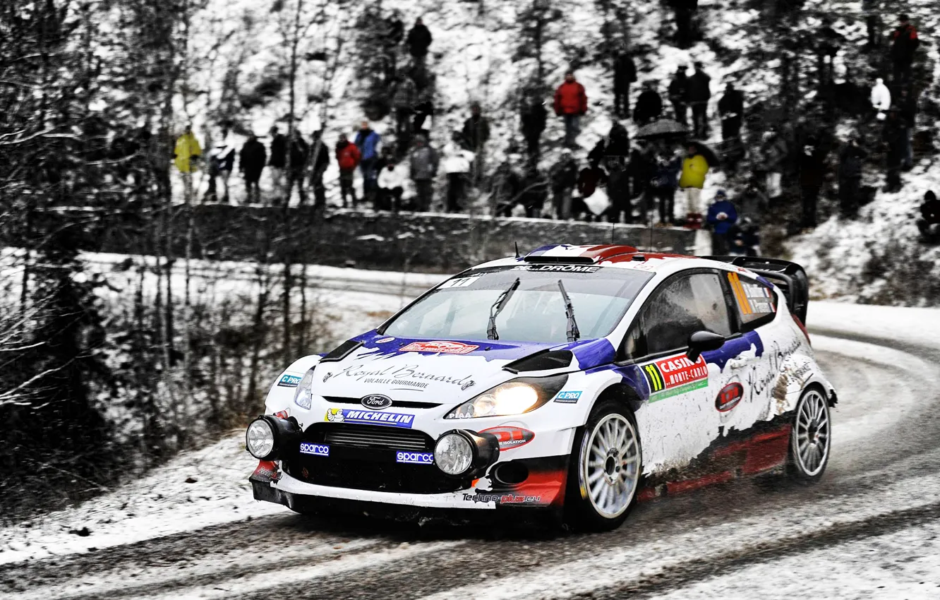 Photo wallpaper Ford, Winter, Auto, White, Snow, Sport, People, Race