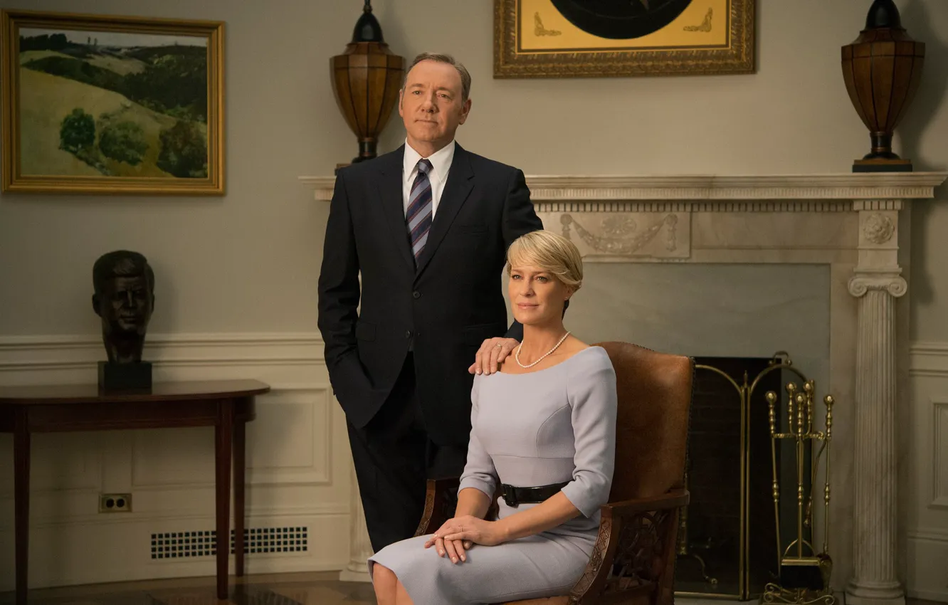 Photo wallpaper the series, House of Cards, House of cards, Kevin Spacey, Robin Wright, Claire Underwood, Frank …