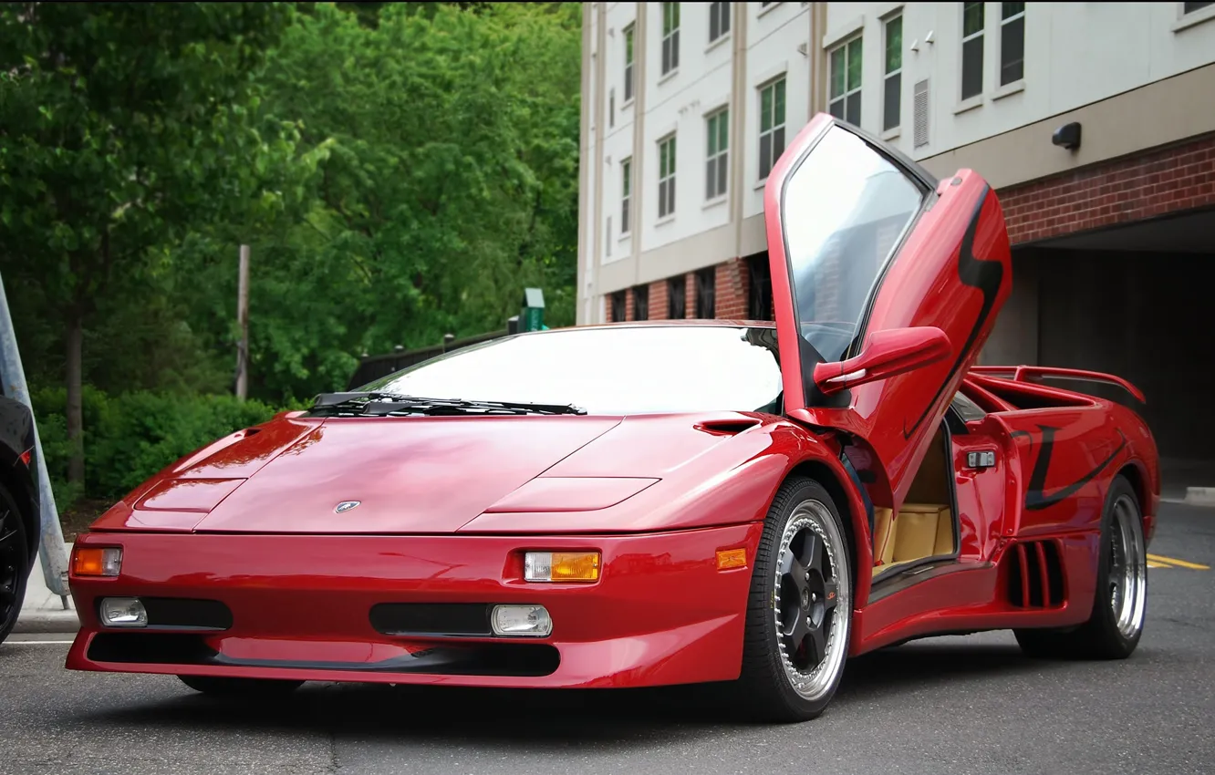 Photo wallpaper Lamborghini, Red, Diablo, (1996)