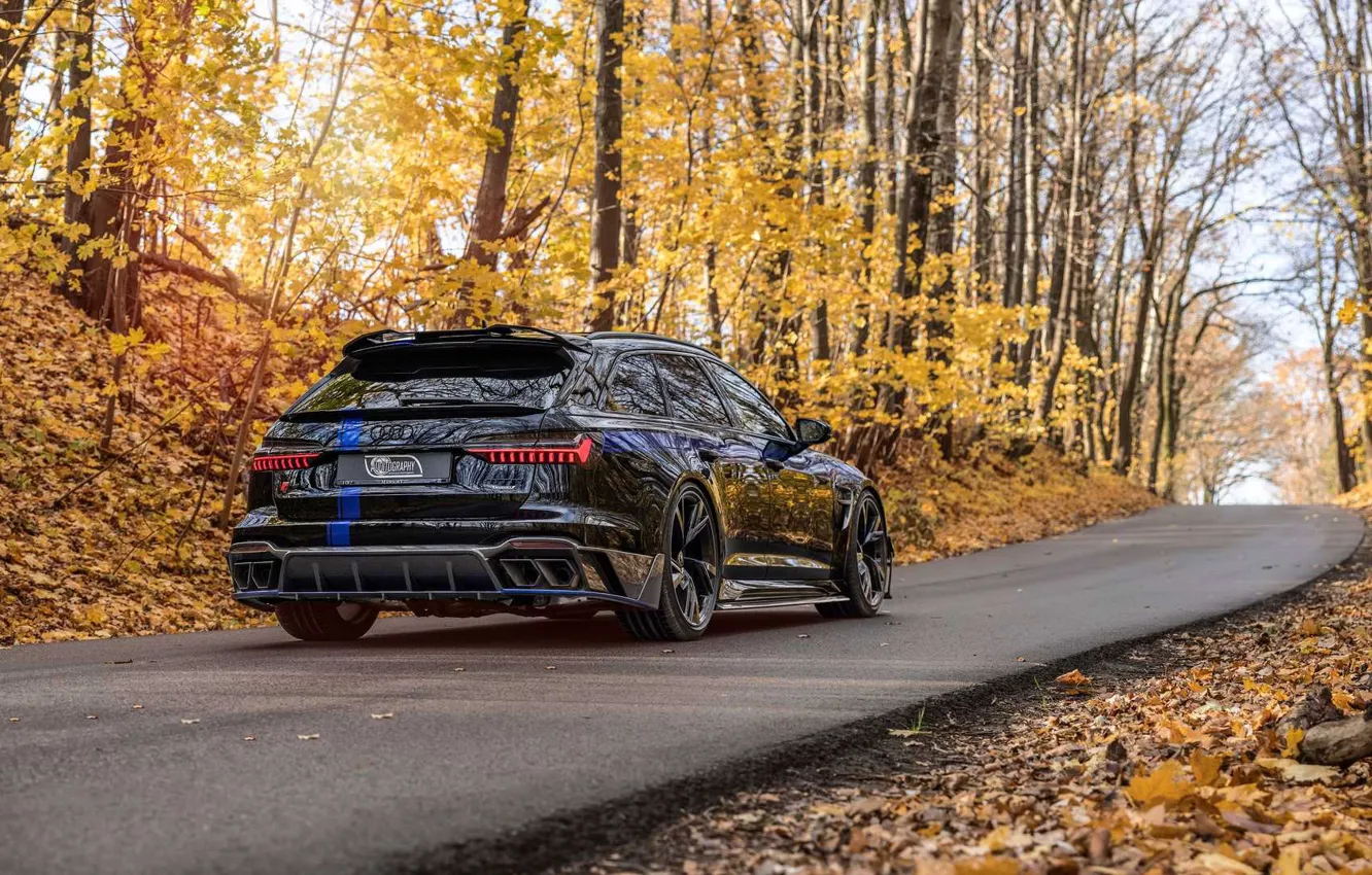 Photo wallpaper road, autumn, trees, Mansory, exterior, MTM, Audi RS6 Front