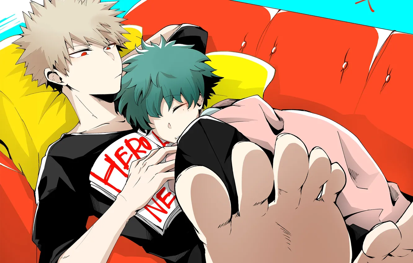 Photo wallpaper anime, art, two, Boku no Hero Academy, Isuku, Bakuga, Izuku Midoriya