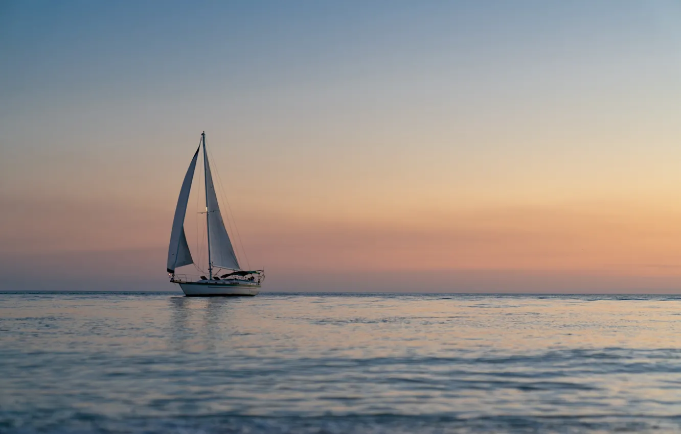 Photo wallpaper sea, morning, yacht, sail