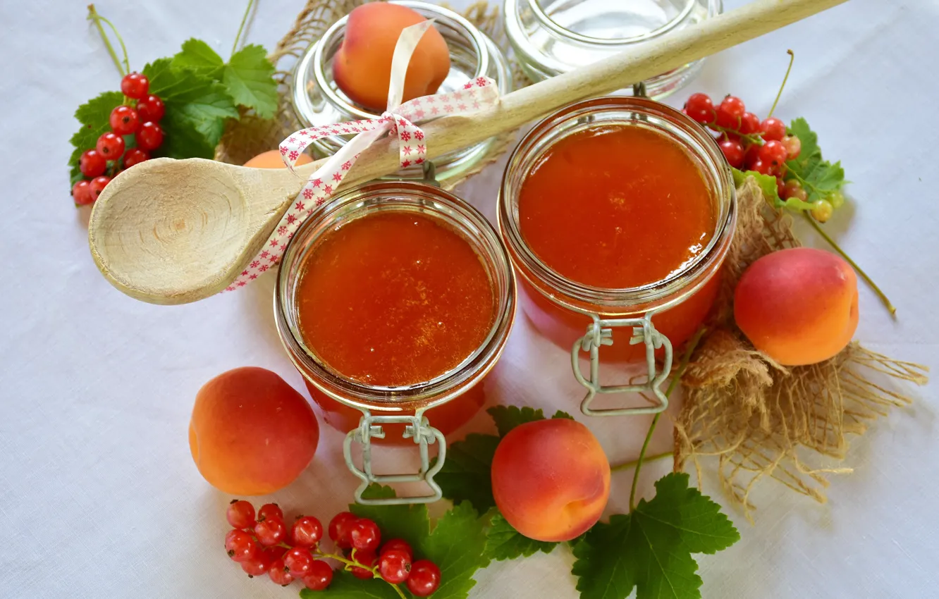 Photo wallpaper Bank, sweets, apricots, apricot jam