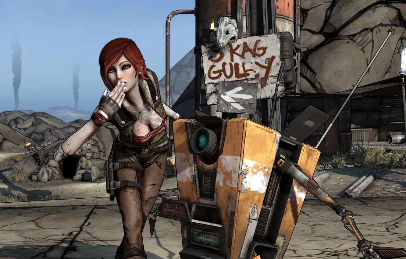 Photo wallpaper the game, robot, borderlands, Lilith, Laptrap, Thing