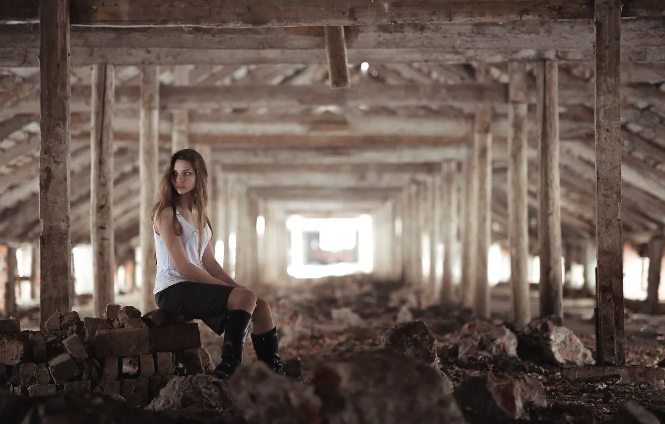 Photo wallpaper roof, girl, Mike