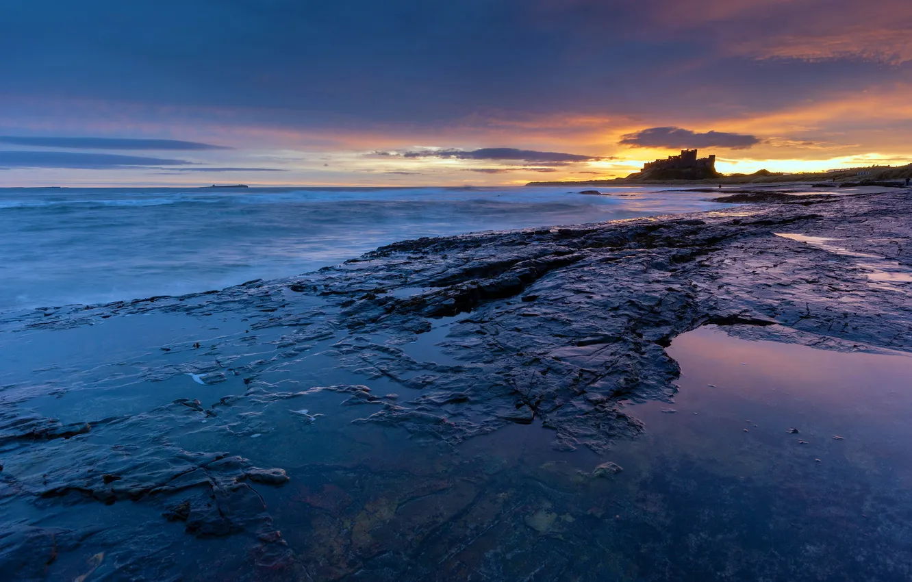 Photo wallpaper sea, landscape, sunset