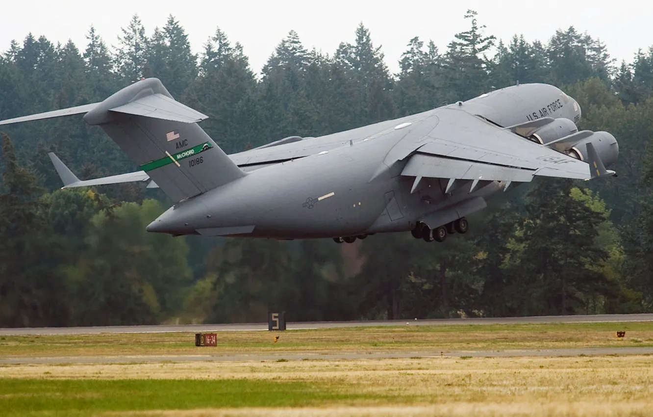 Photo wallpaper Boeing, military transport aircraft, C-17, McDonnell Douglas, Globemaster III, American strategic