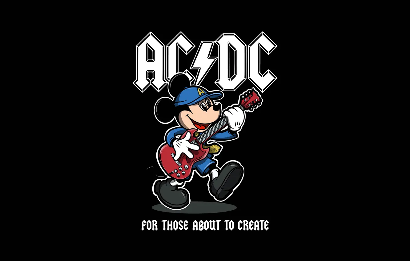 Photo wallpaper background, figure, art, rock, AC-DC, Mickey Mouse, Mickey Mouse, Mickey