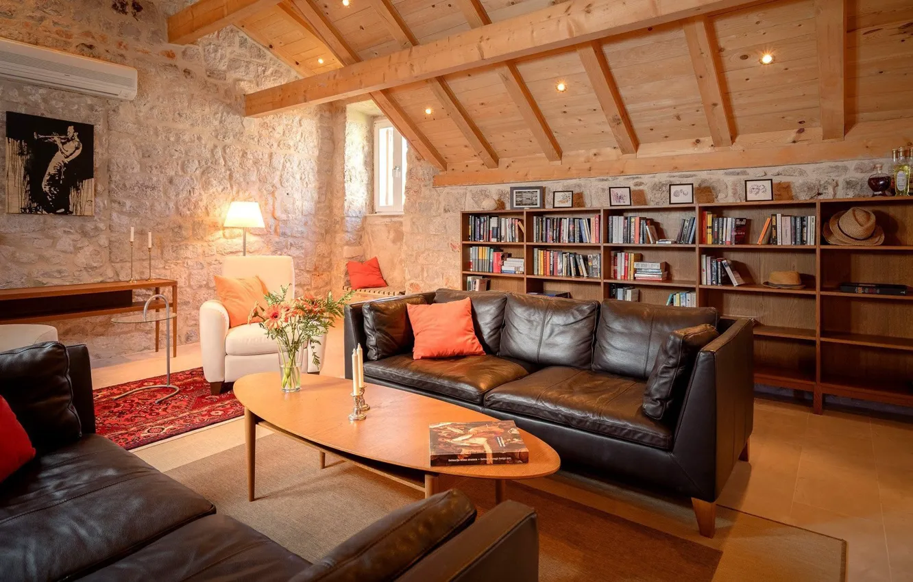 Photo wallpaper design, style, room, interior, library, living room