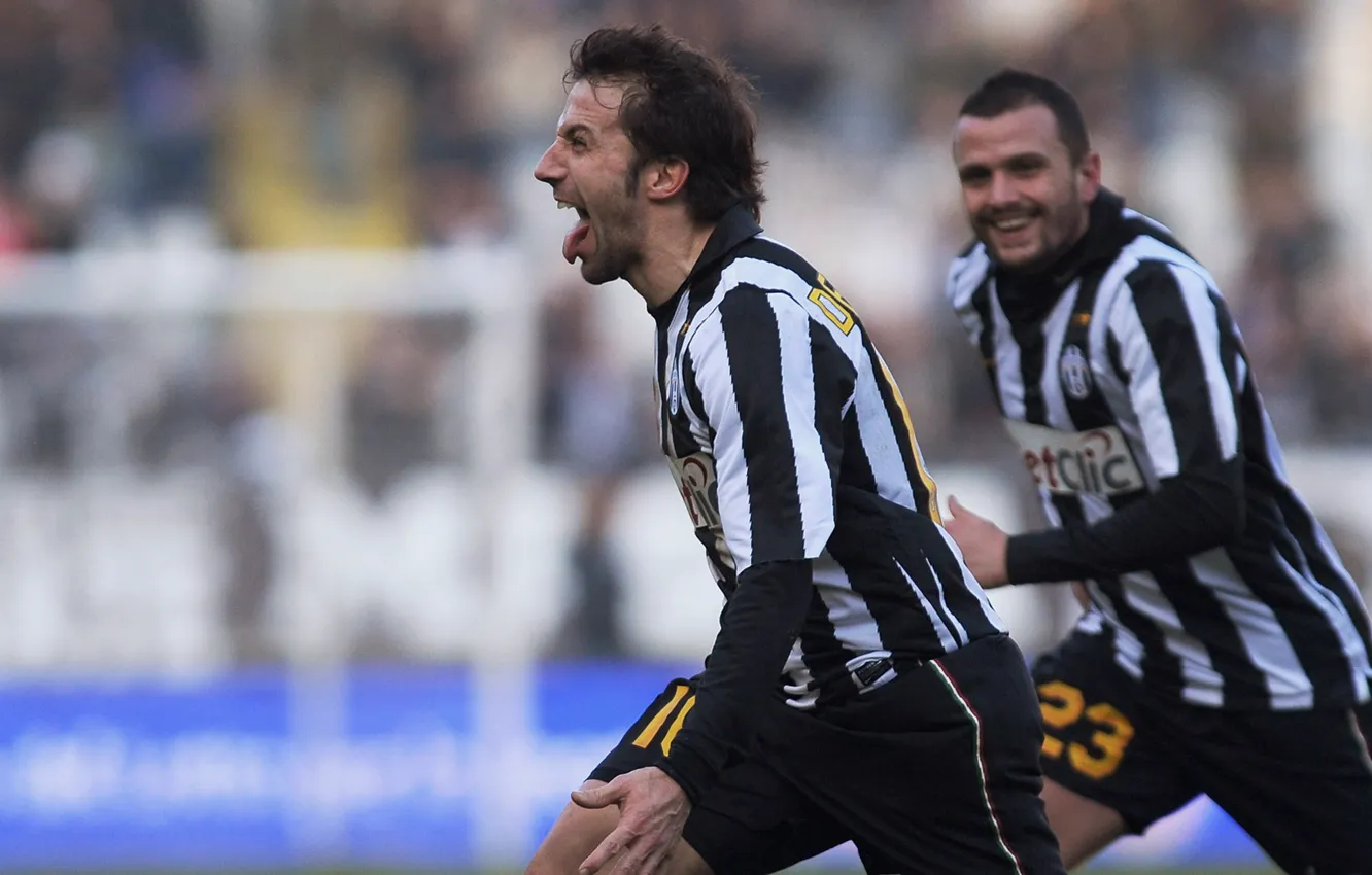 Photo wallpaper language, joy, Juventus, Alessandro Del Piero, the celebration of a goal, Simone Pepe