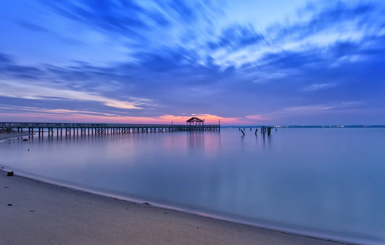 Photo wallpaper sand, beach, the sky, clouds, sunset, shore, the evening, pierce