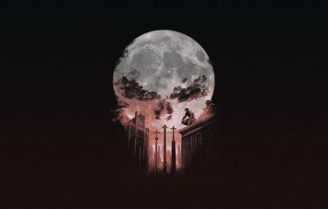 Photo wallpaper the moon, skull, minimalism, art, Punishment, Djkopet, By Djkopet, Devil's