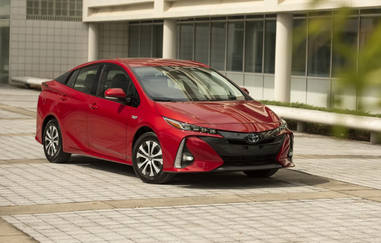 Photo wallpaper Toyota, red, Prius, Prime, 2017–19