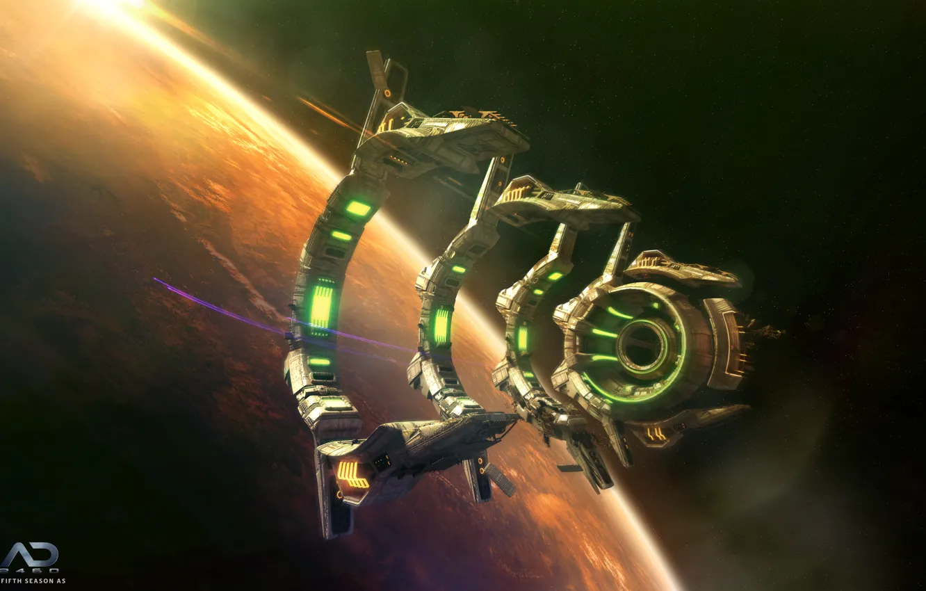 Photo wallpaper space, planet, Online Strategy Game, A.D. 2460, Derelict Jumpgate