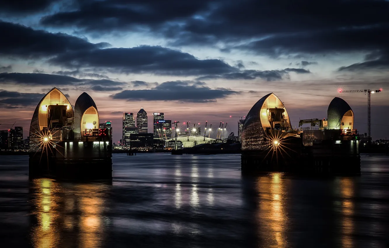 Photo wallpaper light, night, lights, river, England, backlight, London