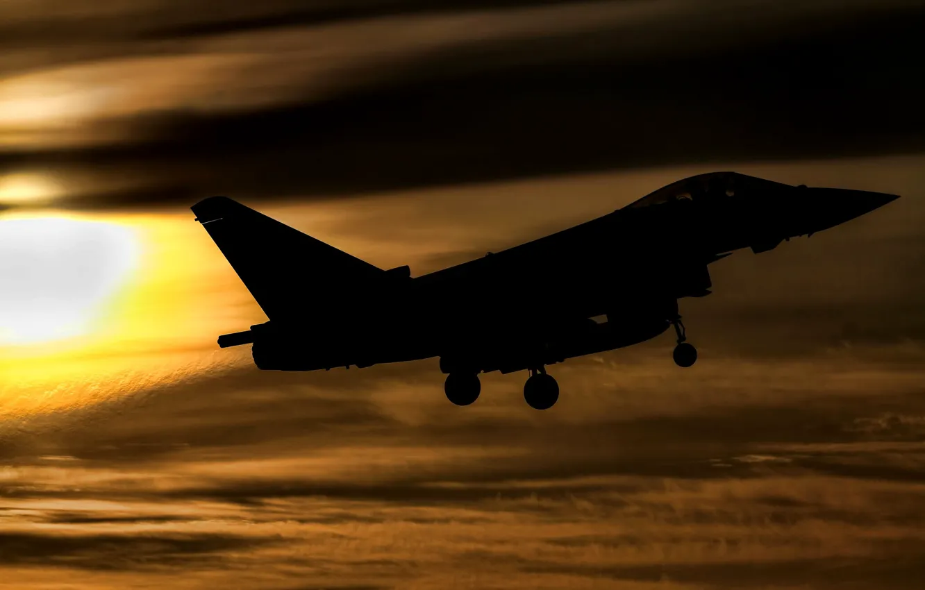 Photo wallpaper sunset, fighter, flight, Eurofighter Typhoon, FGR4