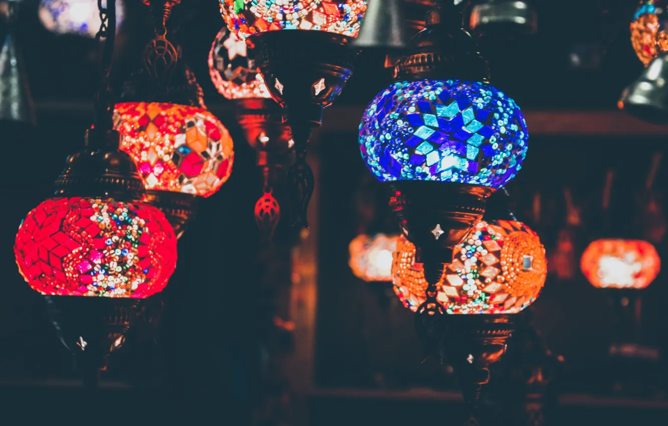 Photo wallpaper flashlight, colorful, burns