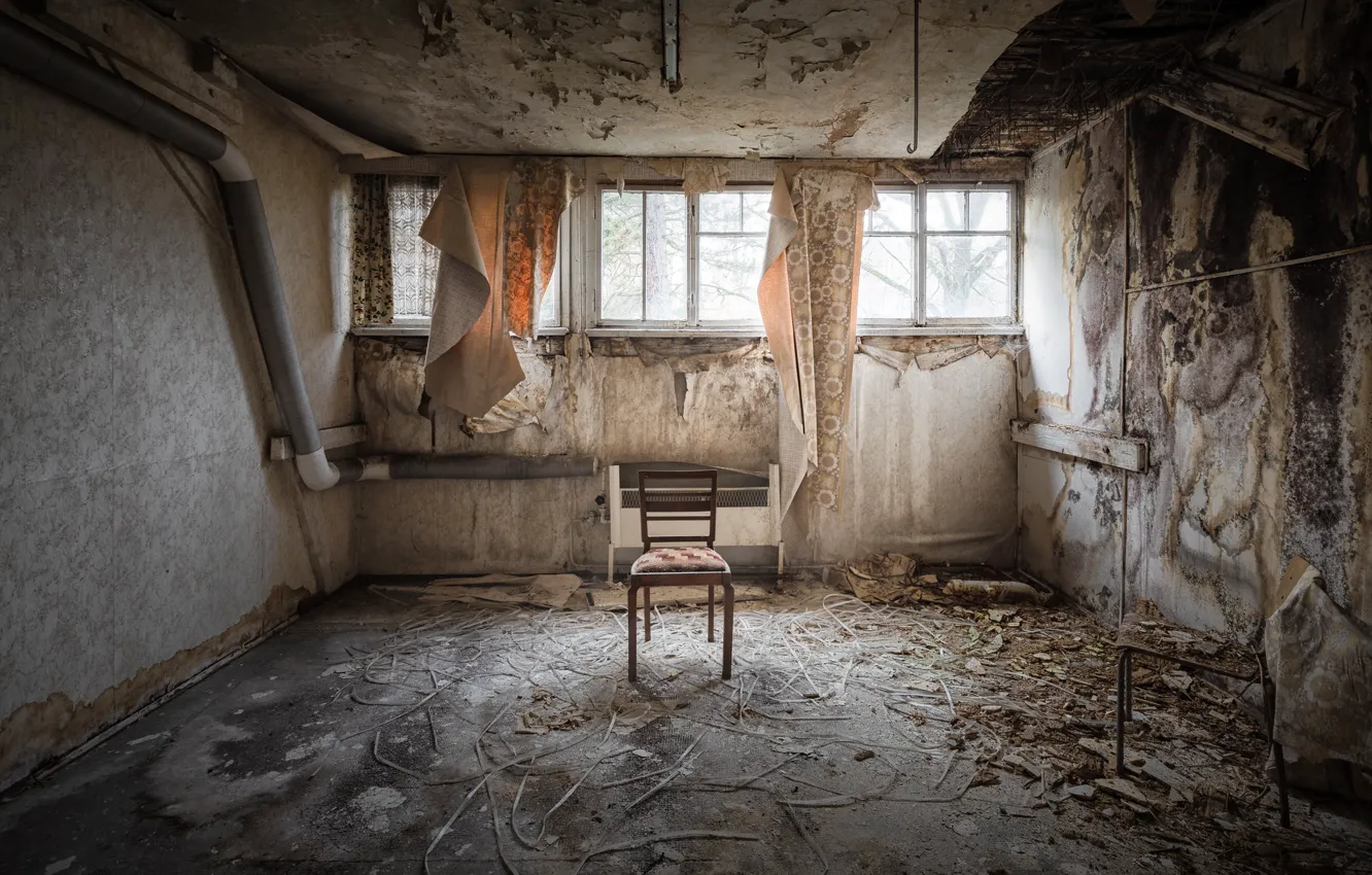 Photo wallpaper room, window, chair, naturalism