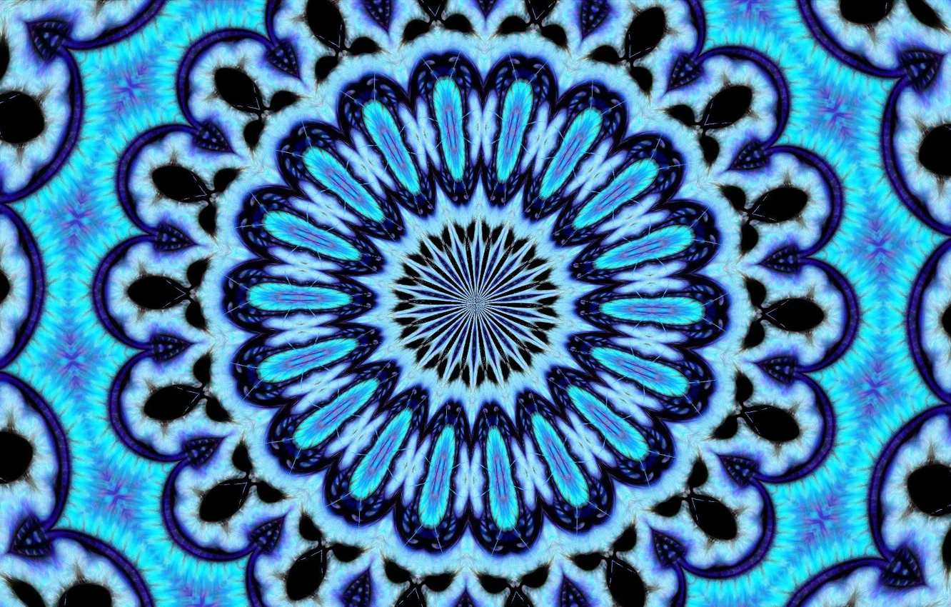 Photo wallpaper circles, blue, curves, psychedelic