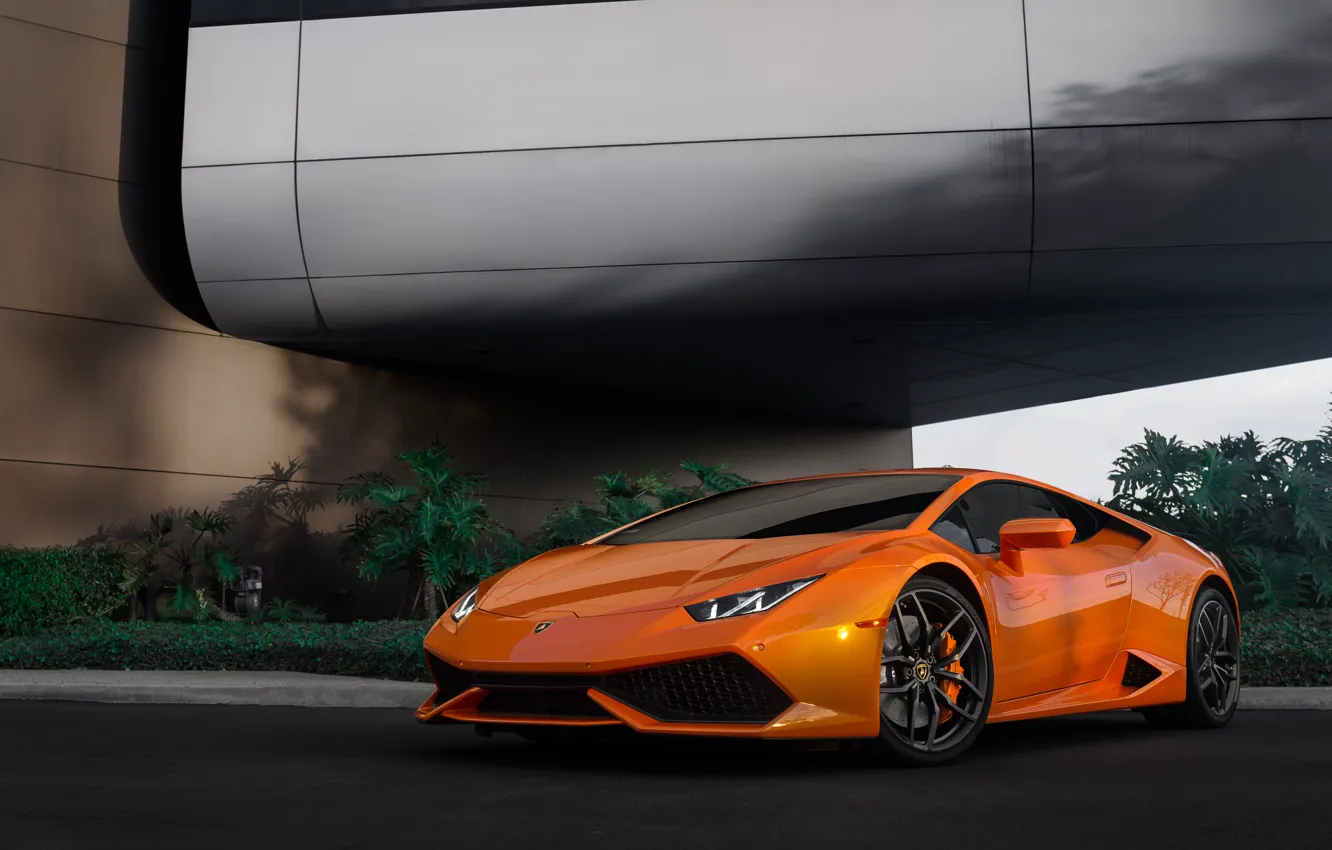 Photo wallpaper Lamborghini, Orange, Vorsteiner, Wing, Huracan, Install