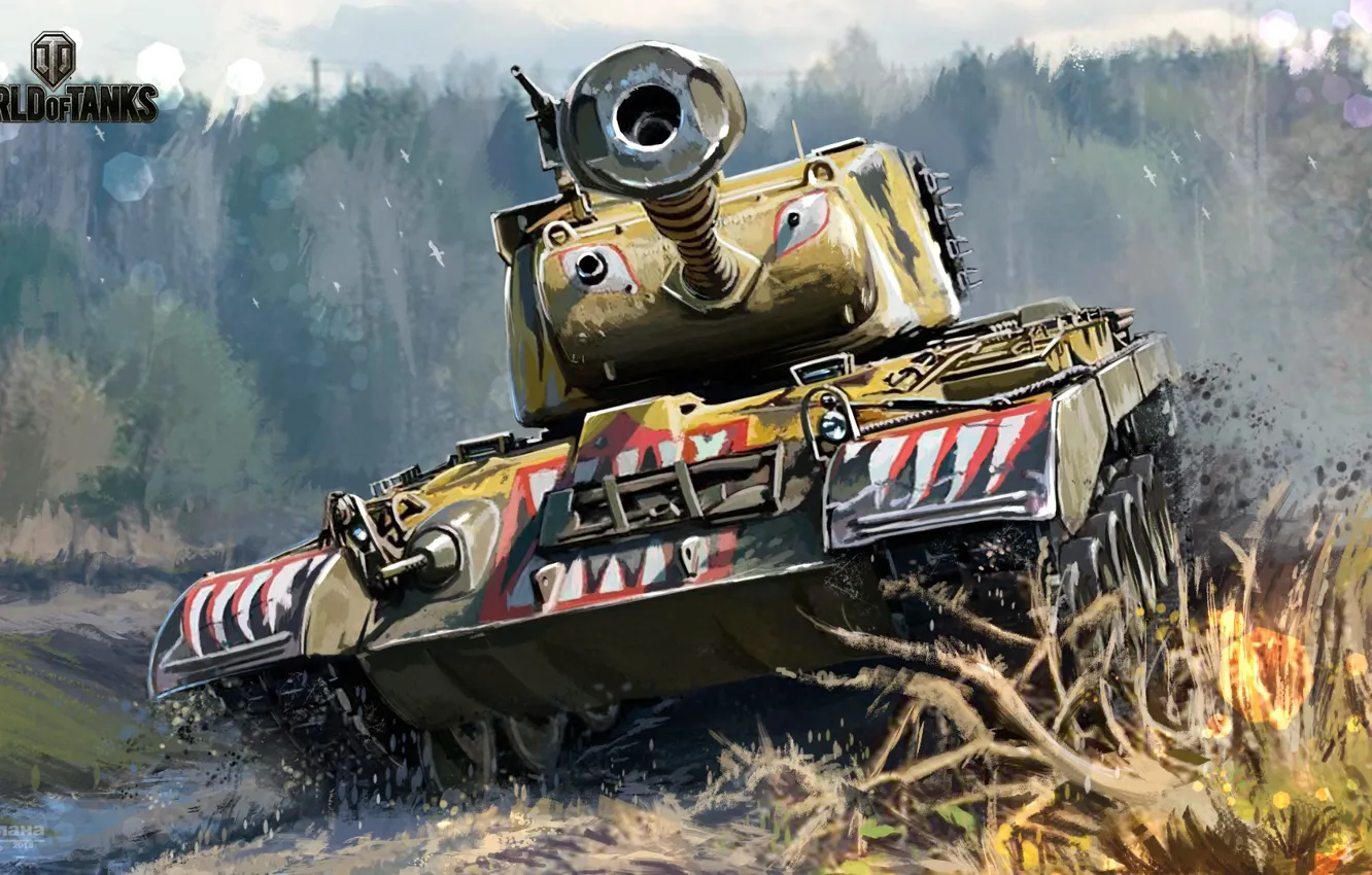 Photo wallpaper tiger, technique, tanks, world of tanks, World of Tanks, M46 Patton KR, camouflage.