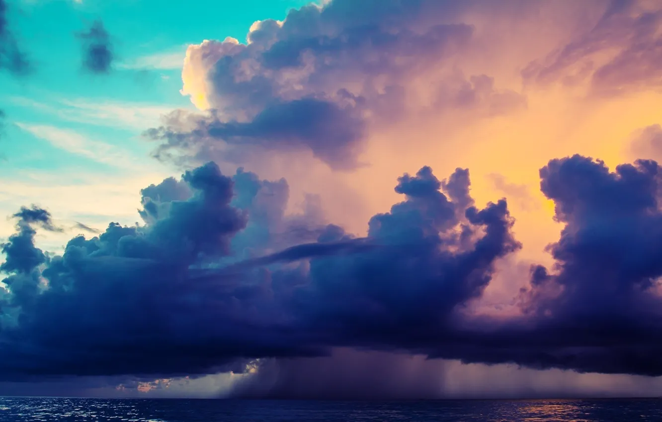 Photo wallpaper sea, summer, the sky, clouds