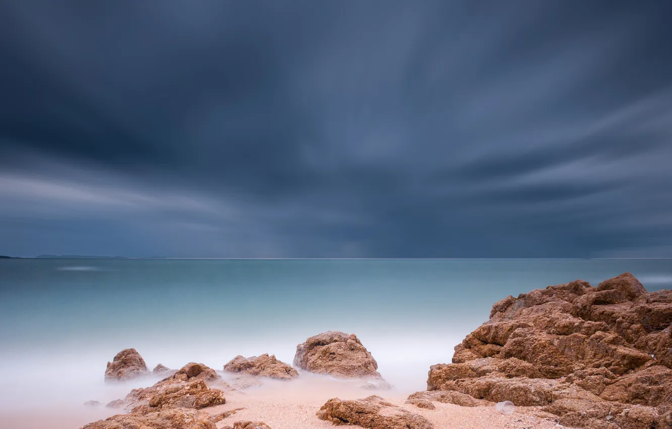 Photo wallpaper sea, landscape, stones, shore