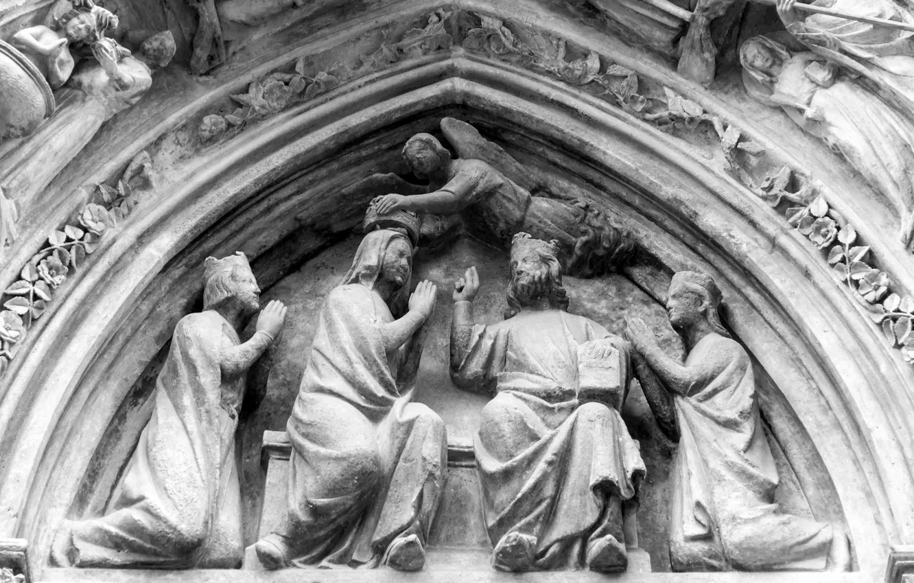 Photo wallpaper grey, men, scene, glory, church, relief