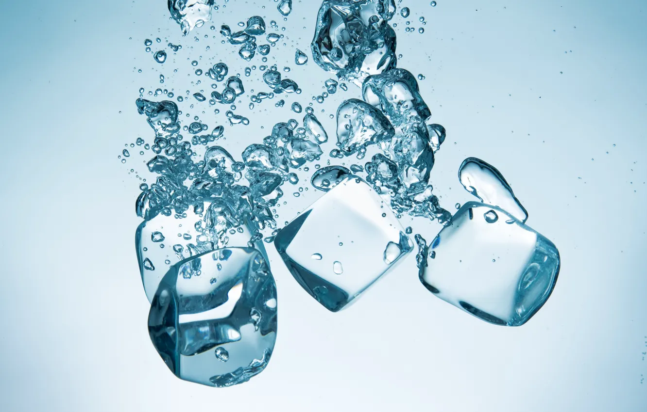 Photo wallpaper Water, Ice, Cubes, Rendering